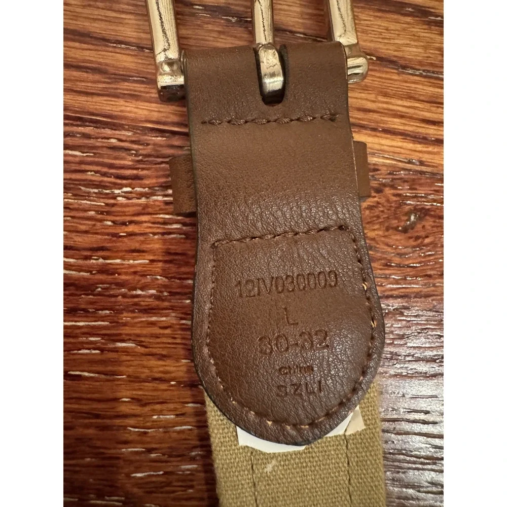 Belt Boys Large 30-32 Men's Small Khaki Brown Silver Tone Buckle Dogs Stamped